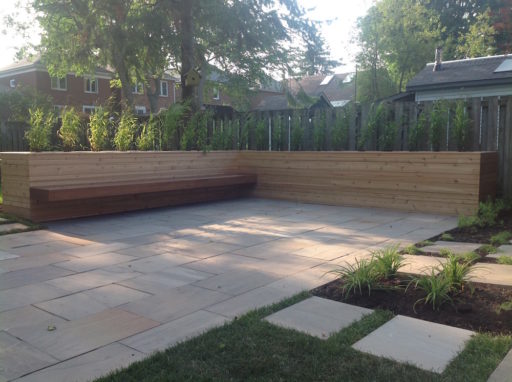 Floating IPE bench with cedar planters