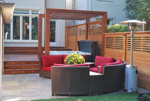 IPE Pergola and deck with Indian flagstone patio