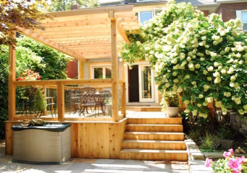 Cedar deck with pergola